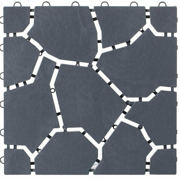 Invernaculo 0.50 x 11 x 11 in. Garden Path Track Interlocking Stone Pathway Tile Floor Paver, Gray, 4PK IN3168211